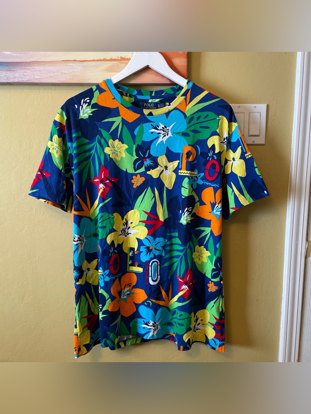 Polo by Ralph Lauren Navy Multicolor Tropical Floral Short-Sleeve Tee Size XL